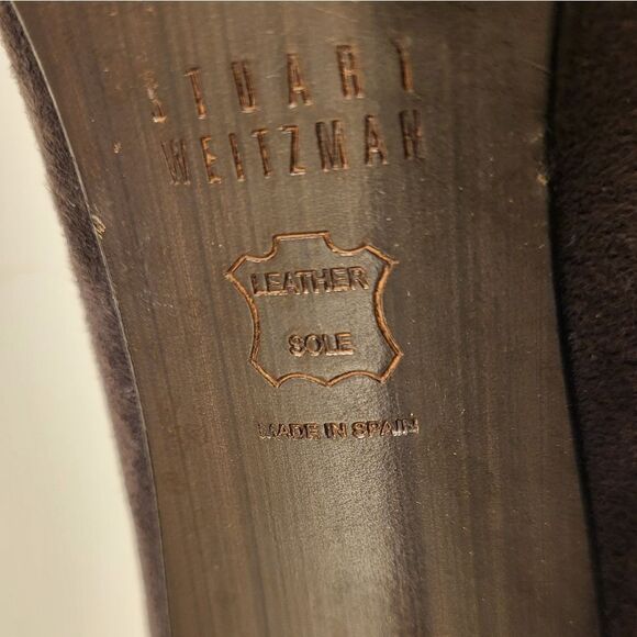 Stuart Weitzman Gray Luxe Suede Pointy Toe Stilleto Heel Pumps sz.9 Ret $425 - Picture 10 of 11